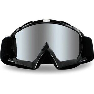 Motorcycle Dirt Bike Goggles - Dustproof Motocross Glasses with Silver Lens
